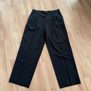 Women's Black Blue Pinstripe Wide-Leg Dress Pants Bill Burns Sz 12 Pinstripes